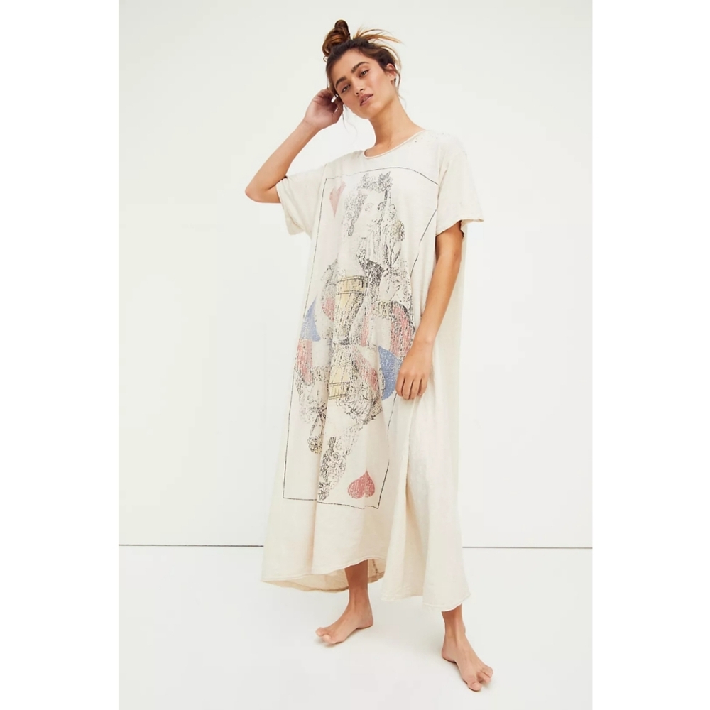 🆕️ Magnolia Pearl Queen Of Hearts Tee Dress One Size Hobo Chic Love Gypsy Boho